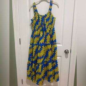 Umgee Blue & Yellow Floral Midi Dress